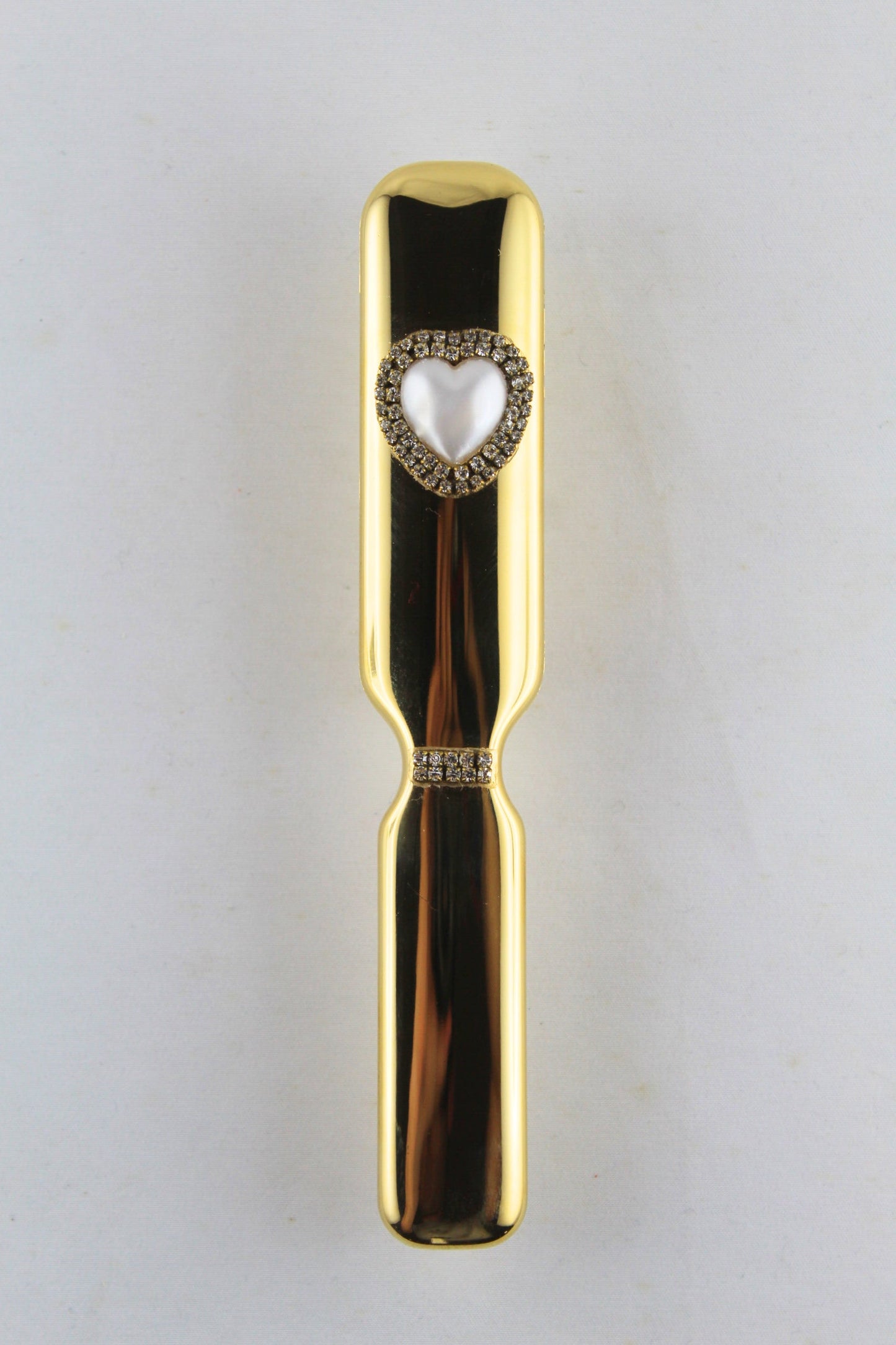 Spazzola oro con perla a cuore e Swarowski